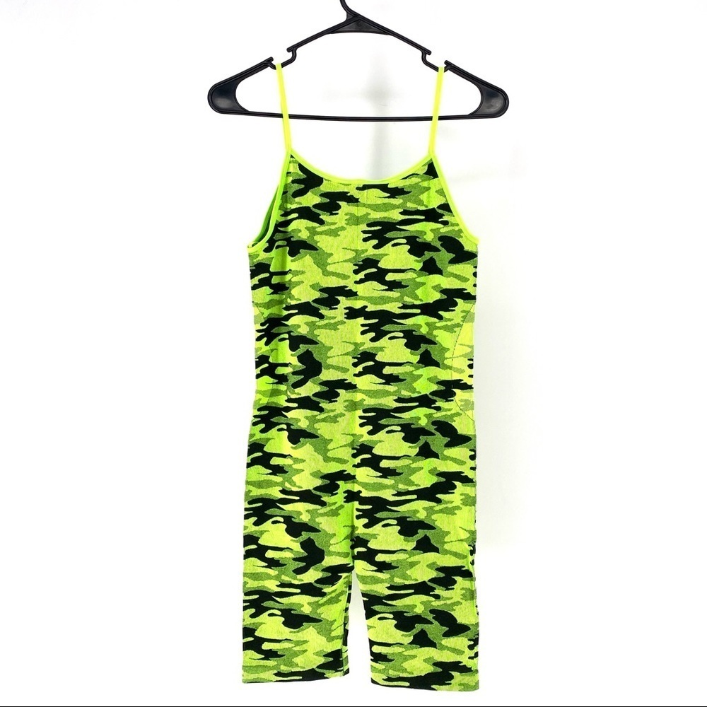 Love J Women's Neon Green Camo Jumpsuit